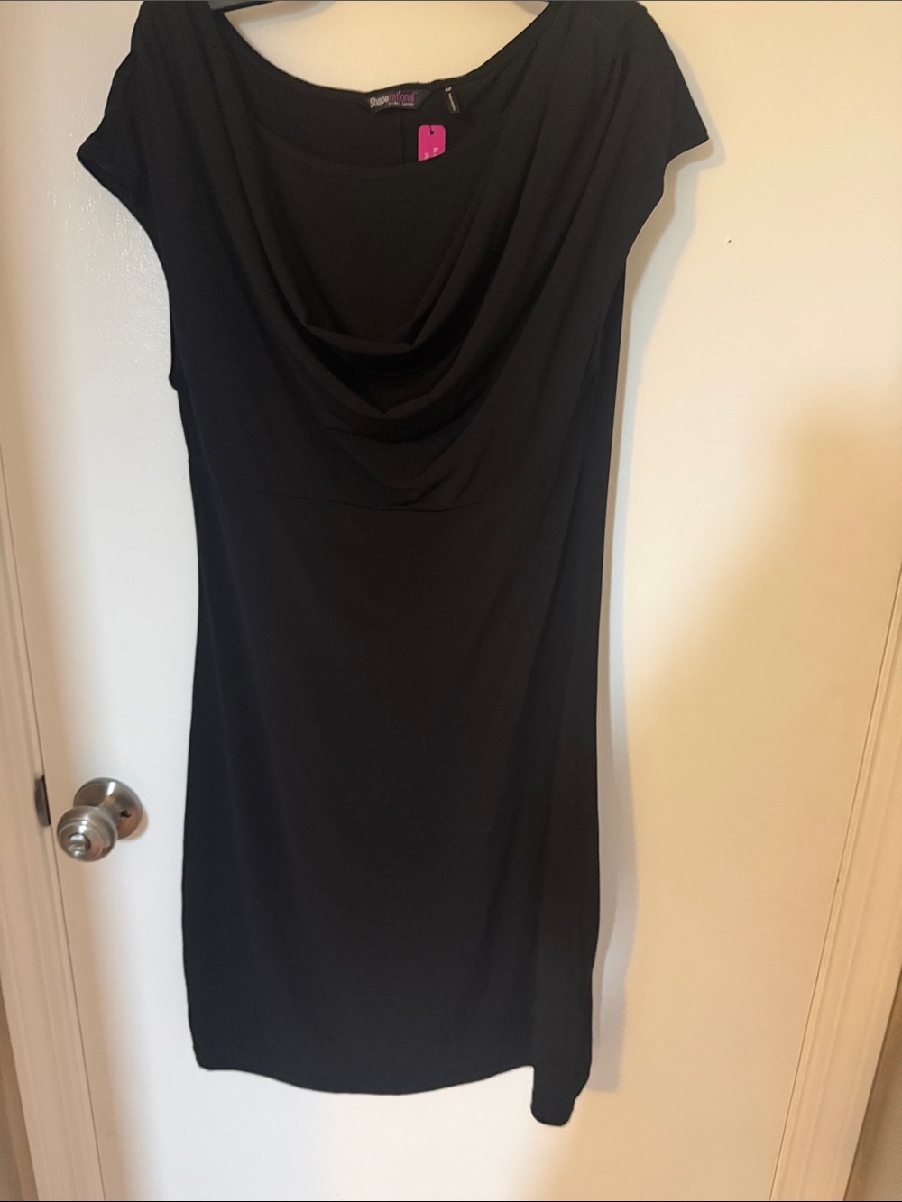 New with tags Black Cowl-Neck Midi Dress with Cap Sleeves